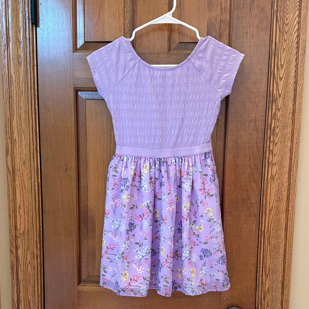 The Children’s Place Purple Floral Girl’s Dress - Size 7/8